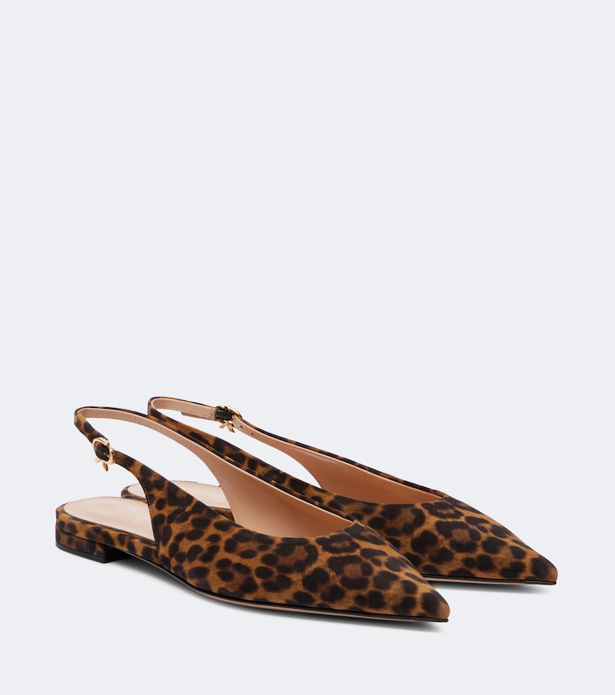 Gianvito Rossi Robbie leopard-print suede slingback flats