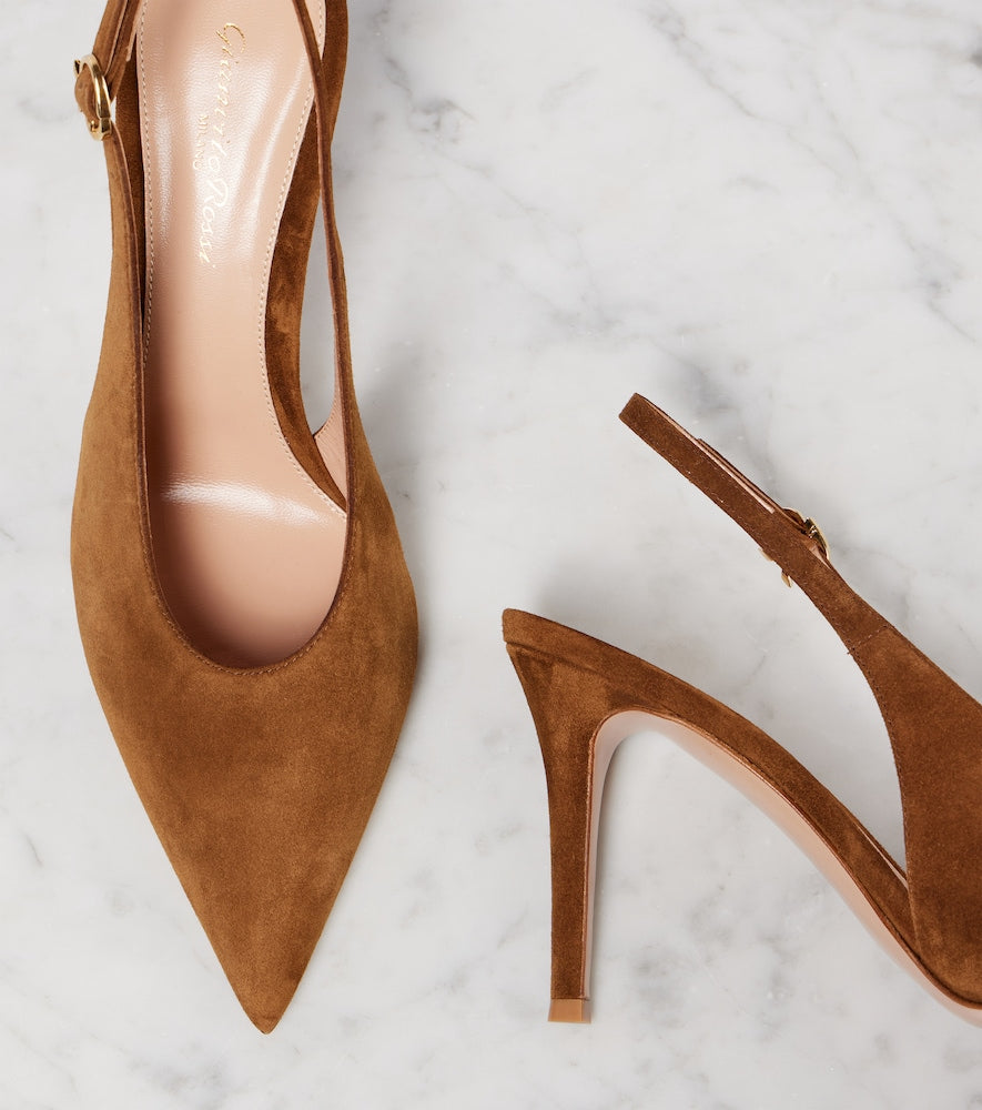 Gianvito Rossi Robbie suede slingback pumps