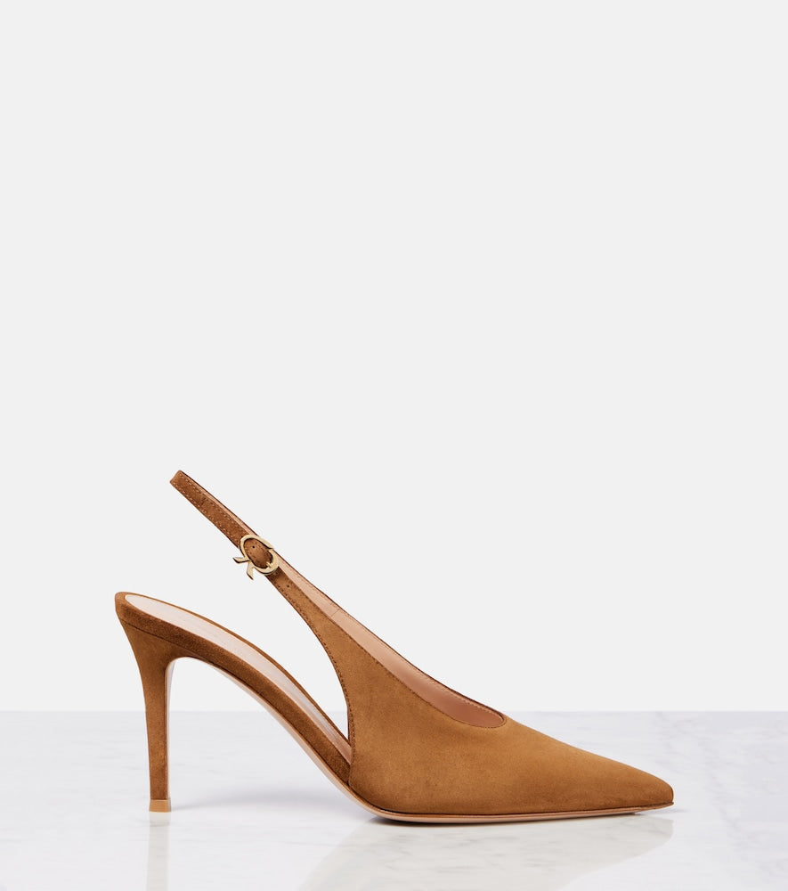 Gianvito Rossi Robbie suede slingback pumps