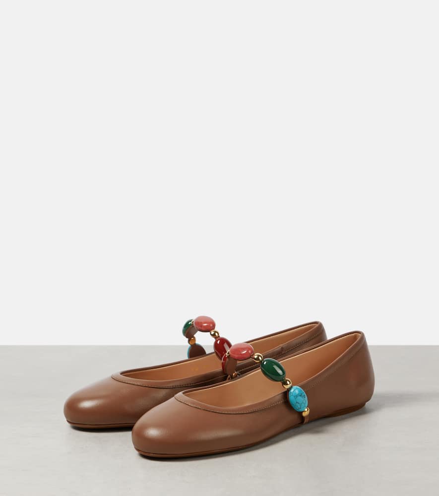 Gianvito Rossi Shanti embellished leather Mary Jane flats