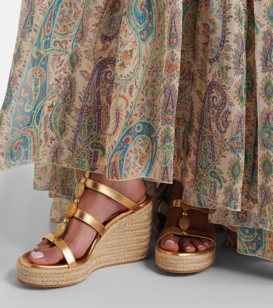 Gianvito Rossi Shanti leather espadrille wedges