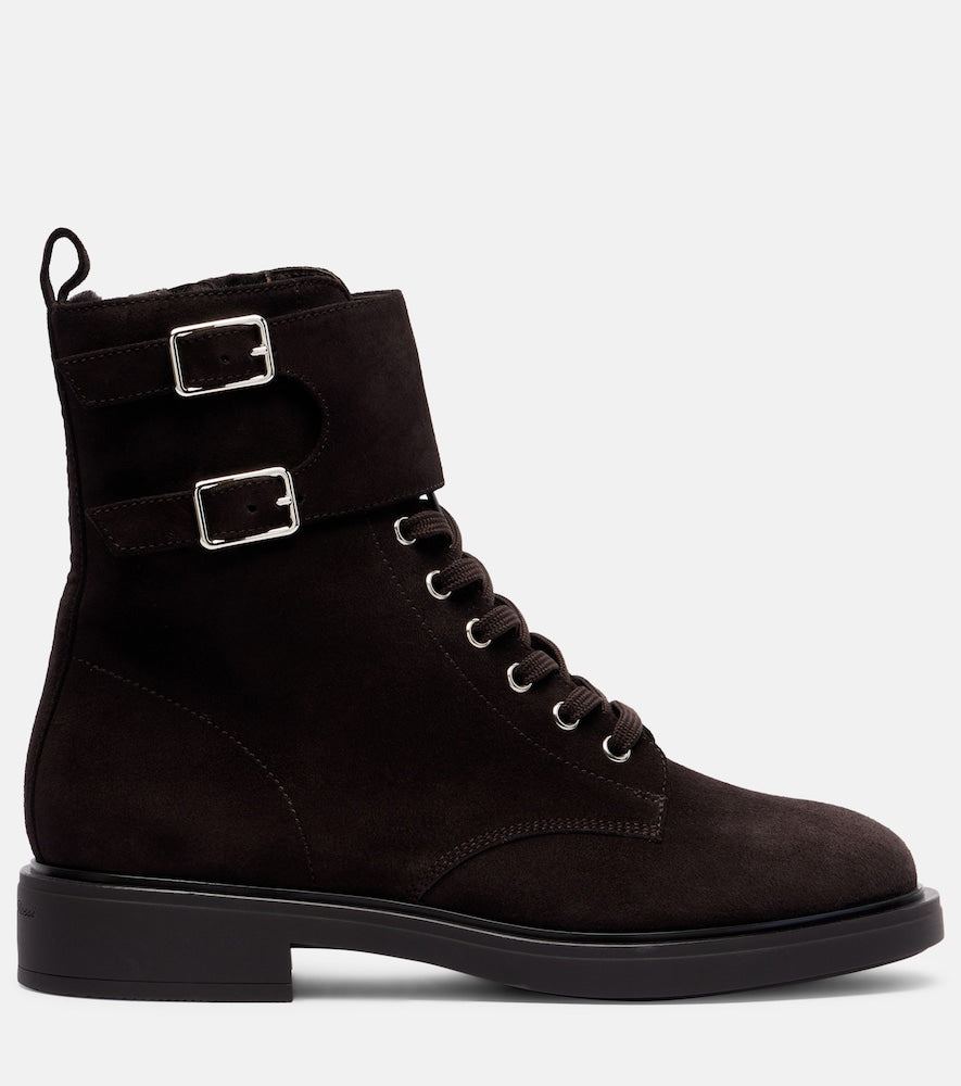 Gianvito Rossi Shearling-lined suede combat boots