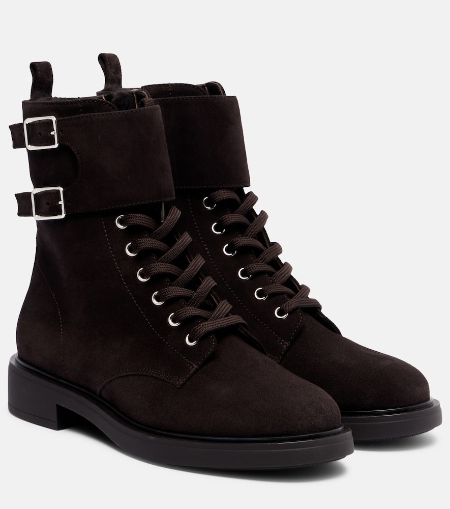 Gianvito Rossi Shearling-lined suede combat boots