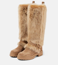 Gianvito Rossi Shearling-trimmed suede knee-high boots