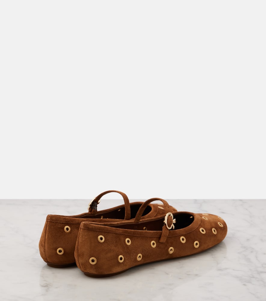 Gianvito Rossi Studded suede Mary Jane flats
