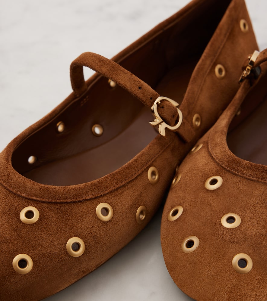 Gianvito Rossi Studded suede Mary Jane flats