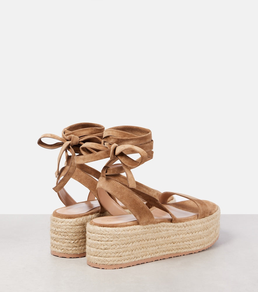 Gianvito Rossi Suede-trimmed platform espadrilles