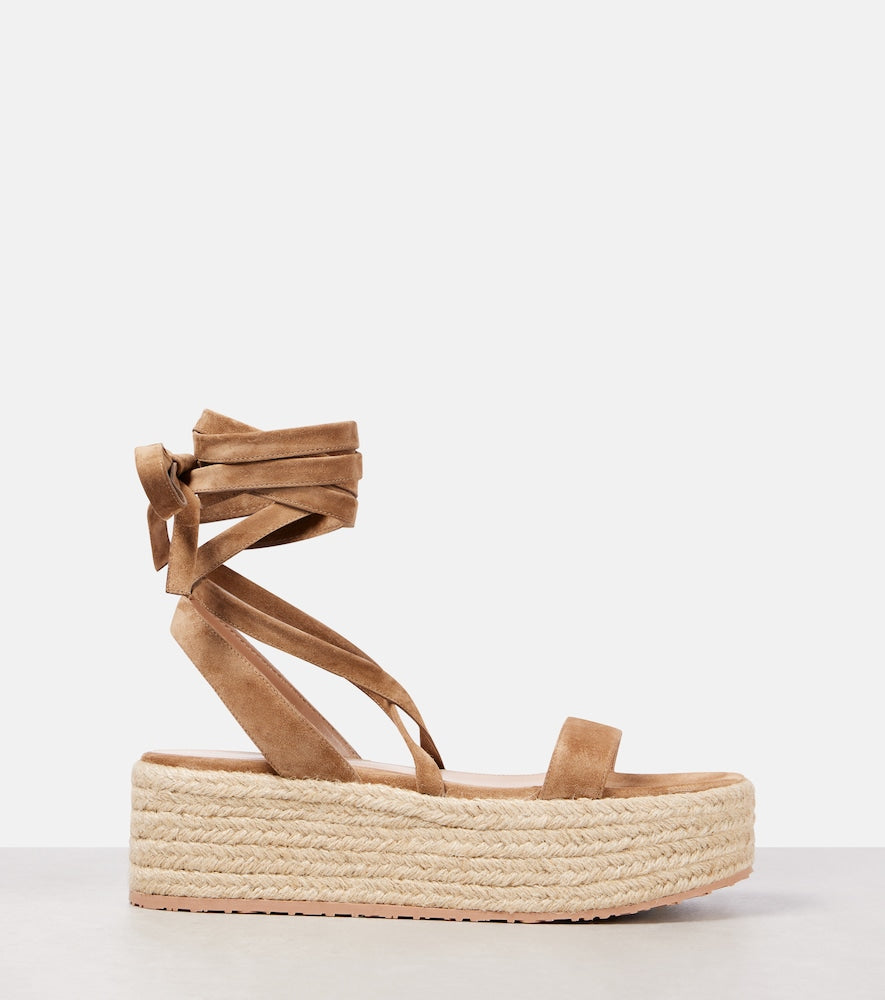 Gianvito Rossi Suede-trimmed platform espadrilles