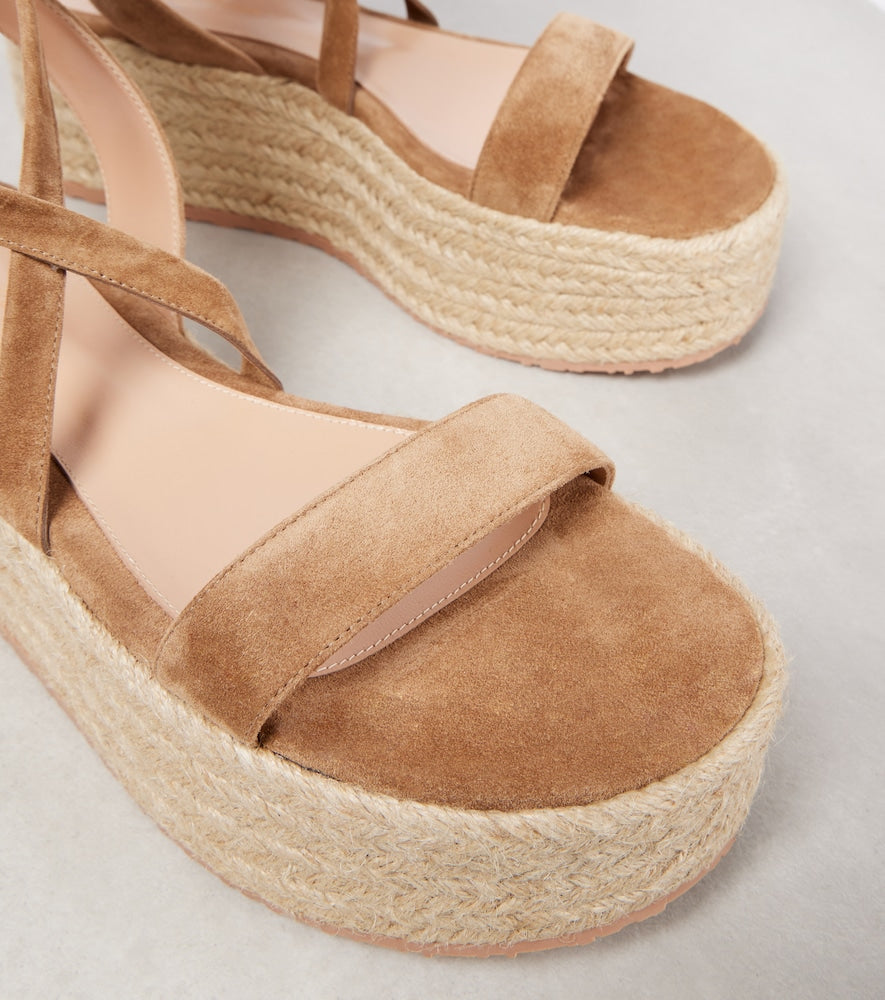 Gianvito Rossi Suede-trimmed platform espadrilles