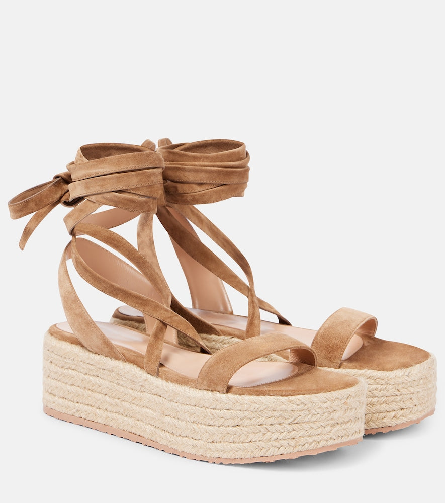 Gianvito Rossi Suede-trimmed platform espadrilles
