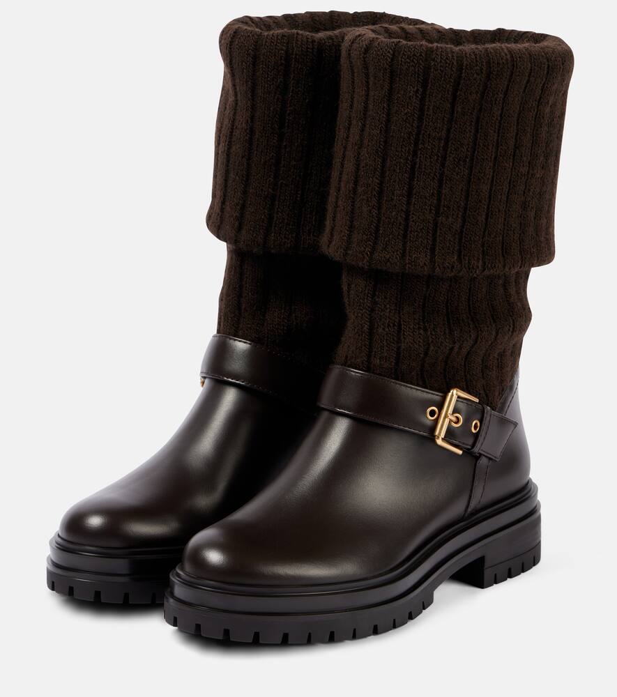 Gianvito Rossi Thurso leather-trimmed biker boots