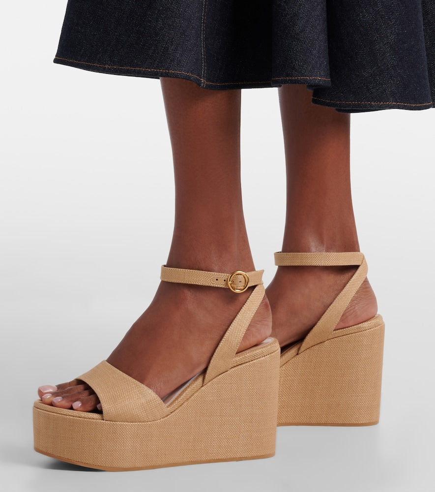 Gianvito Rossi Virginie raffia platform wedge sandals