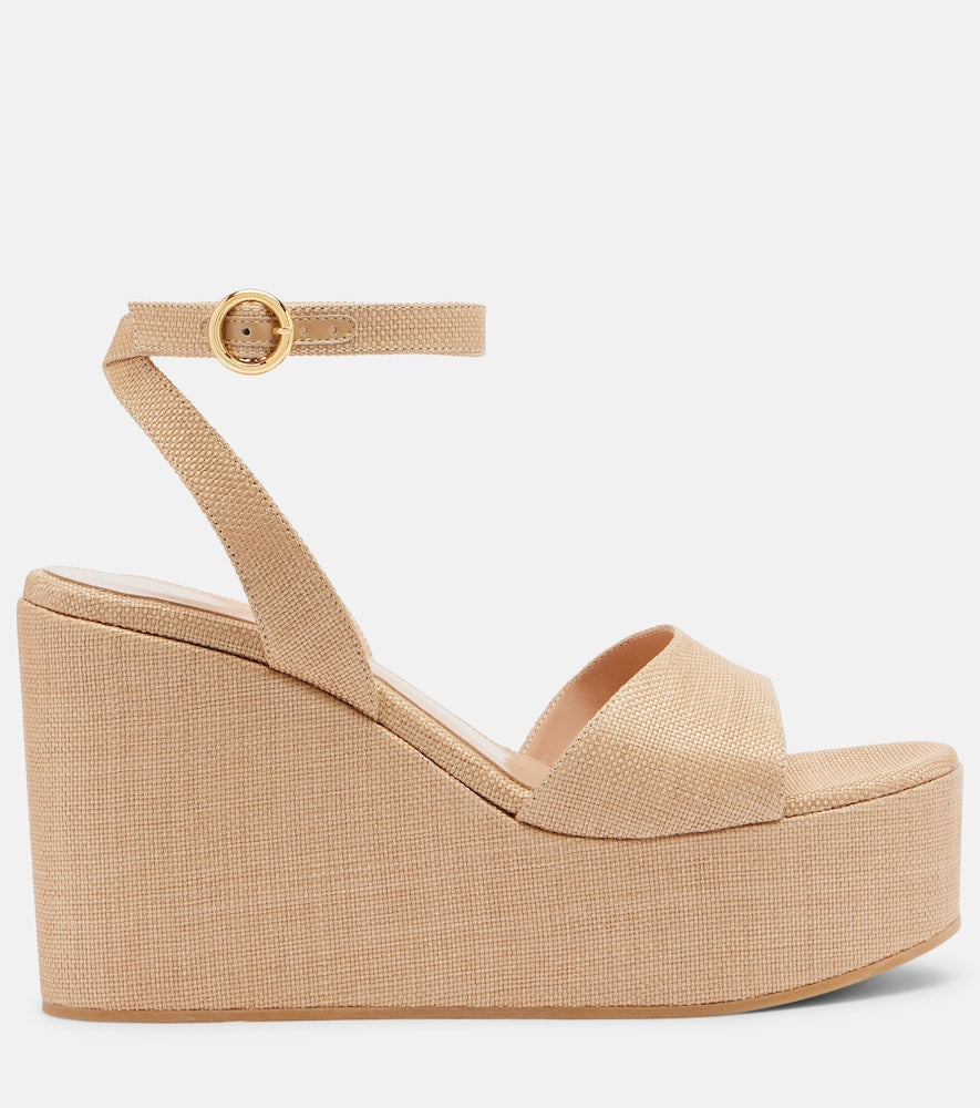 Gianvito Rossi Virginie raffia platform wedge sandals