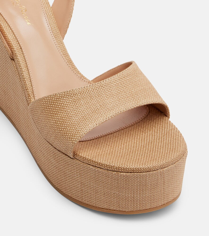 Gianvito Rossi Virginie raffia platform wedge sandals