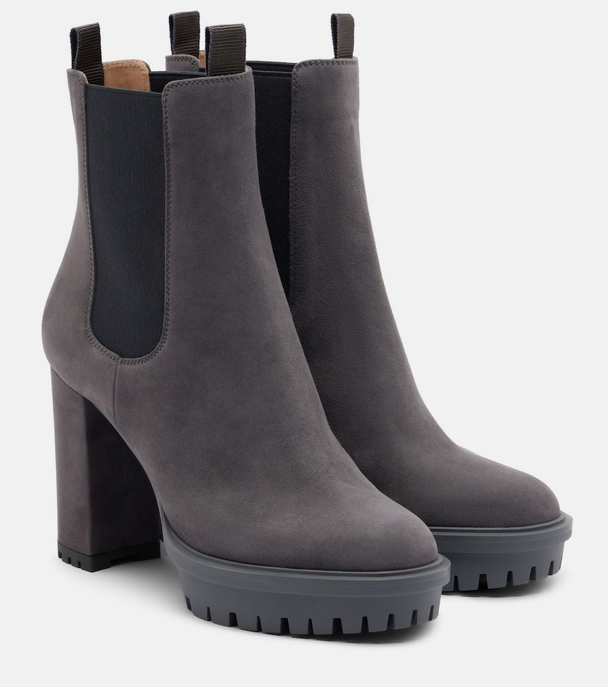 Gianvito Rossi Barry suede Chelsea boots in Grey - High Heels