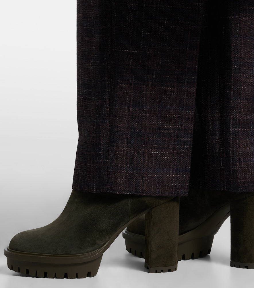 Gianvito Rossi Barry suede platform ankle boots (Green) - High Heels