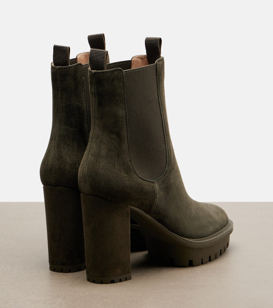 Gianvito Rossi Barry suede platform ankle boots (Green) - High Heels