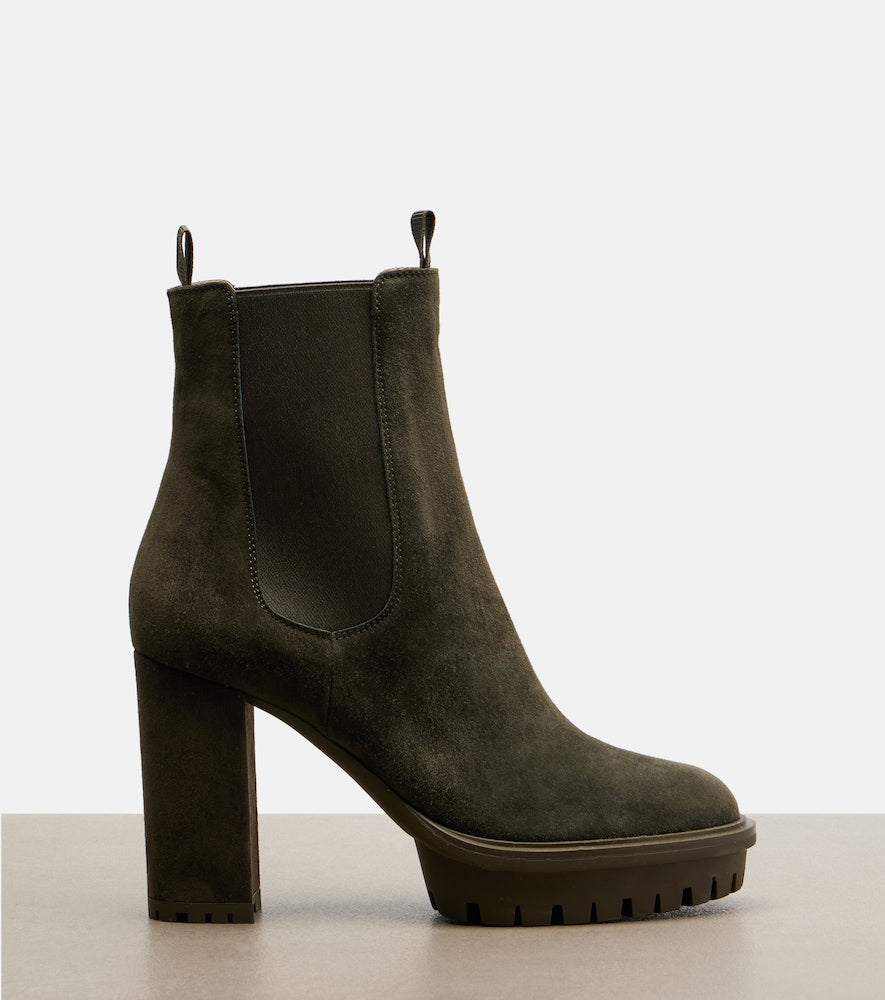 Gianvito Rossi Barry suede platform ankle boots (Green) - High Heels