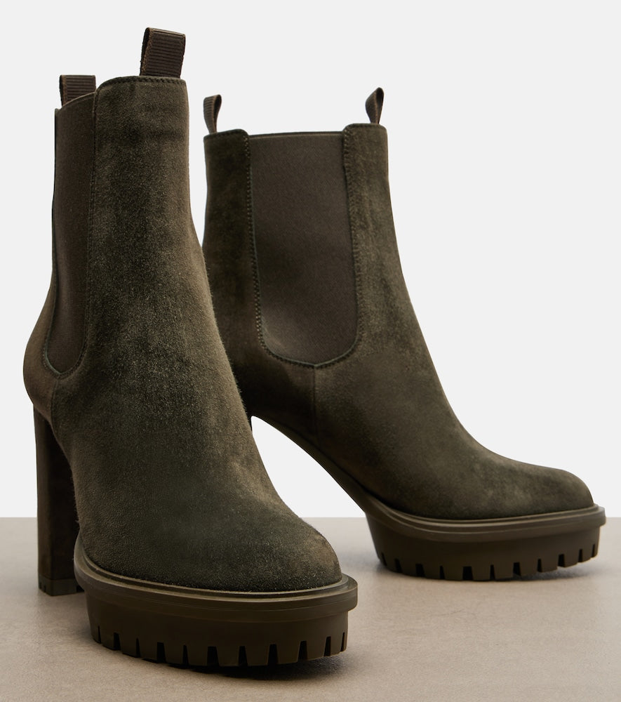 Gianvito Rossi Barry suede platform ankle boots (Green) - High Heels