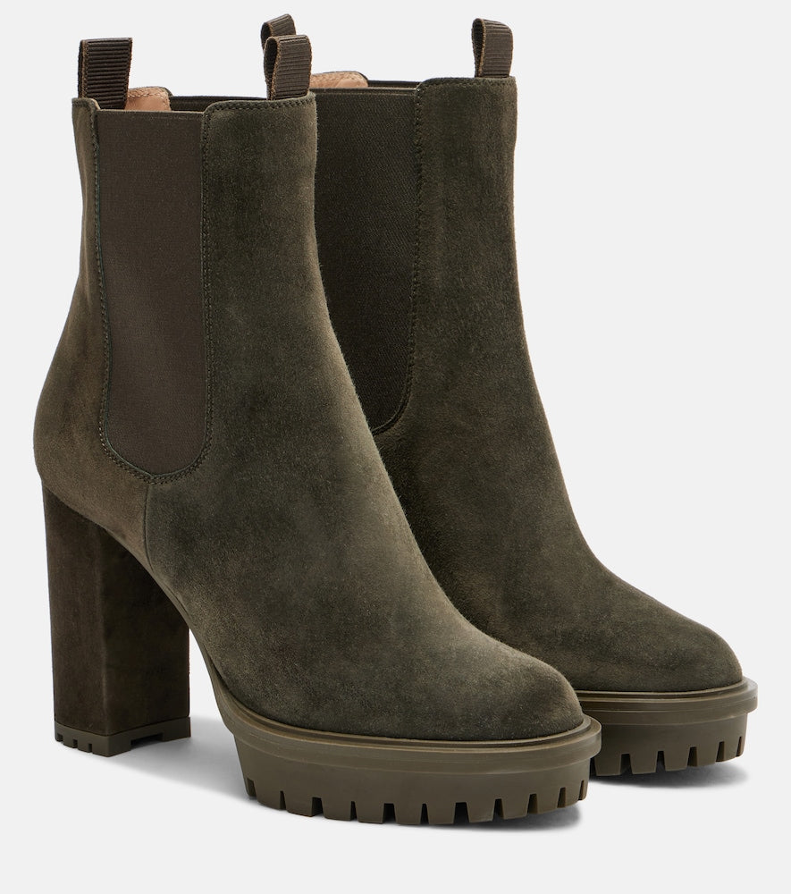 Gianvito Rossi Barry suede platform ankle boots (Green) - High Heels
