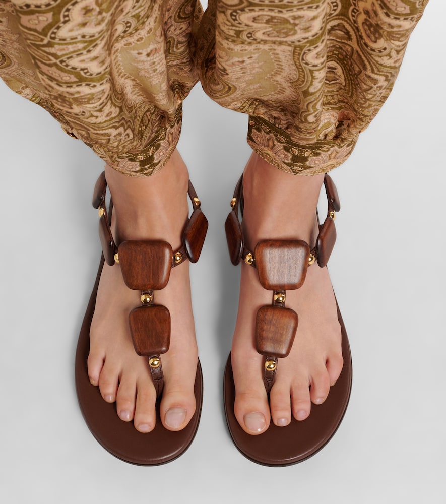 Gianvito Rossi Beaded leather thong sandals (Brown) - Flat Sandals