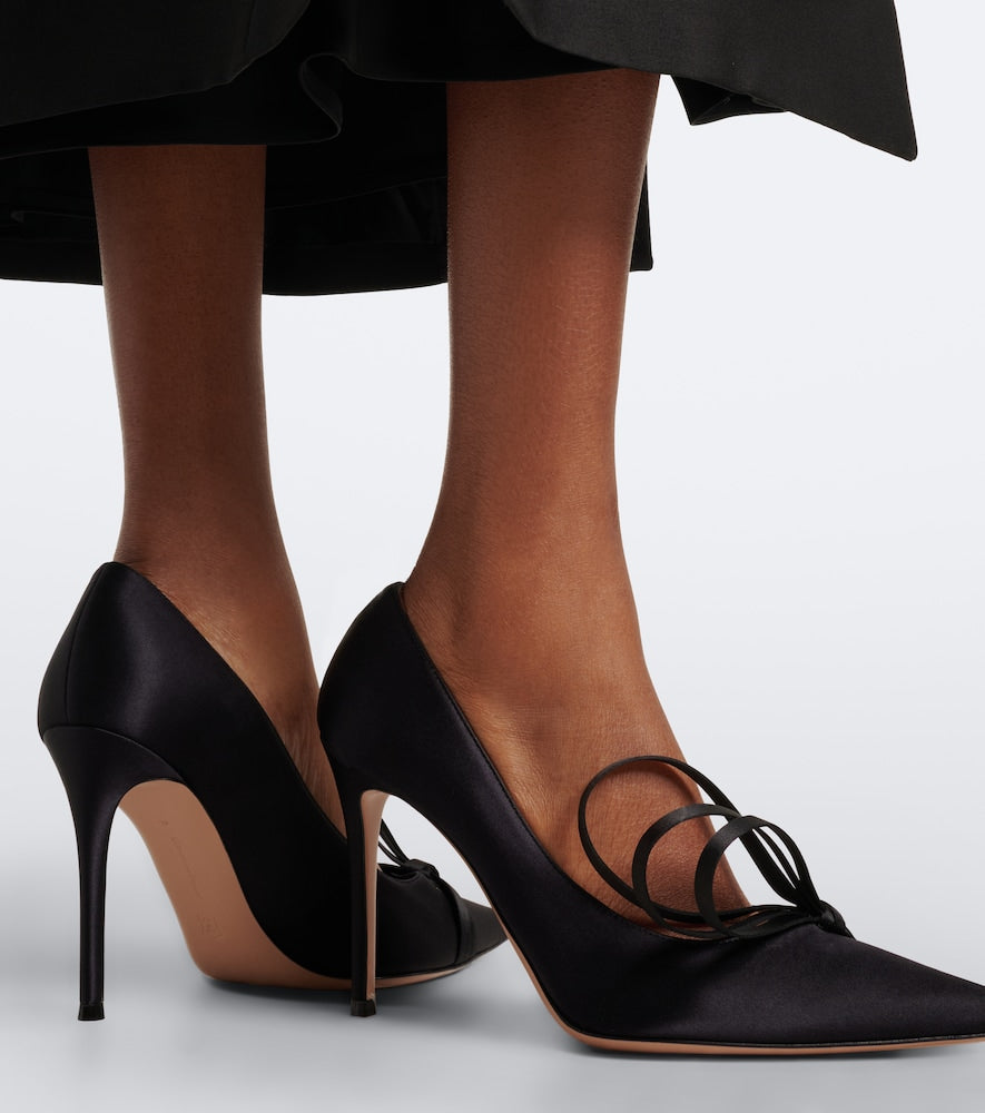 Black Gianvito Rossi Bow-detail satin pumps - High-Heel Pumps