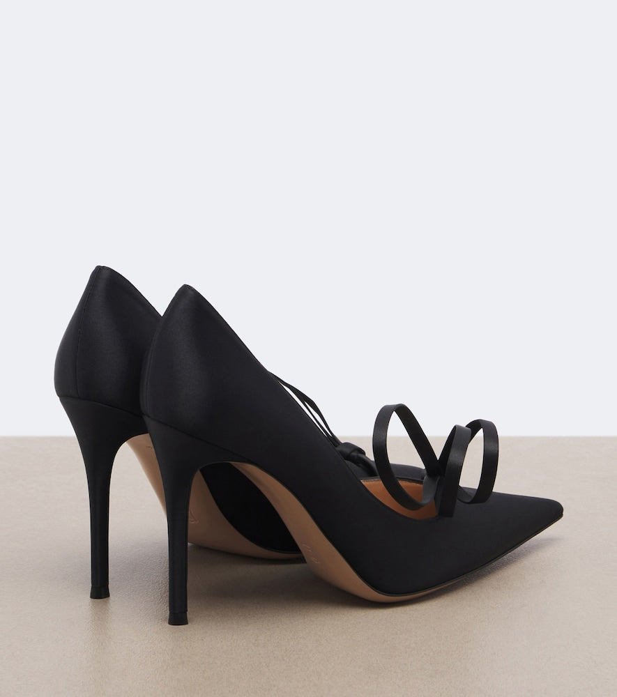Black Gianvito Rossi Bow-detail satin pumps - High-Heel Pumps