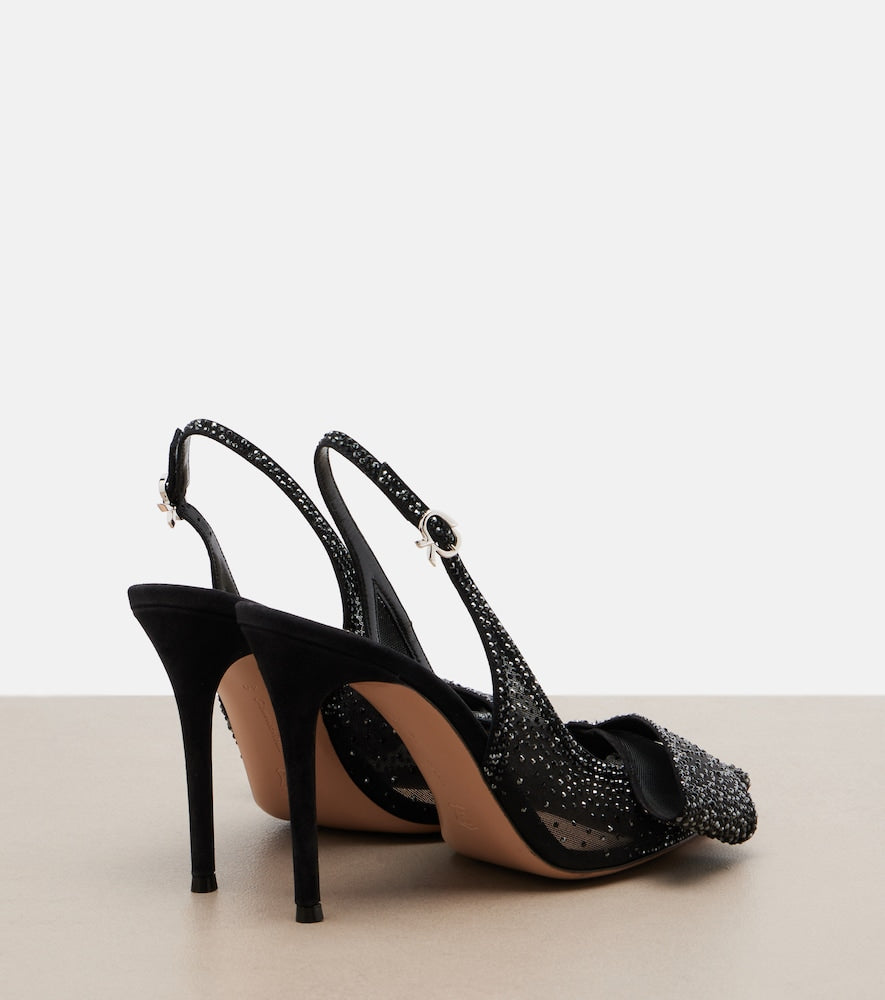 Black Gianvito Rossi Crystal embellished slingback pumps - High-Heel Pumps