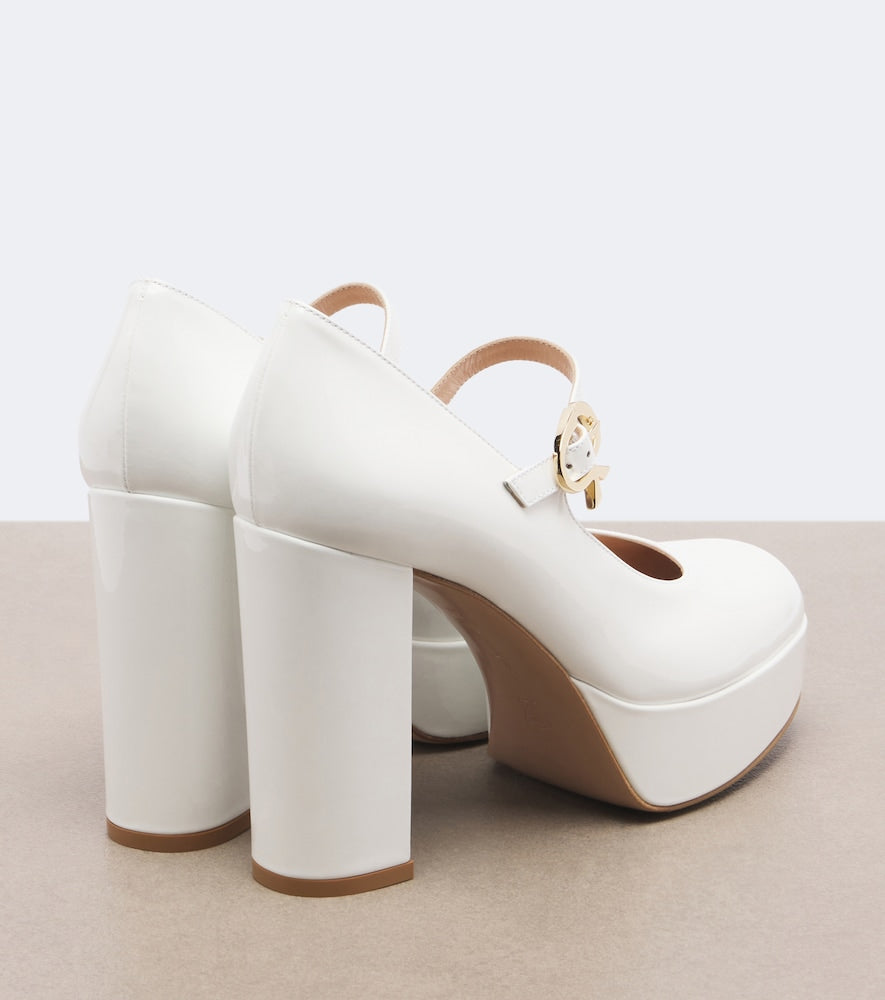 Gianvito Rossi Doris patent leather Mary Jane platform pumps in White - High-Heel Pumps