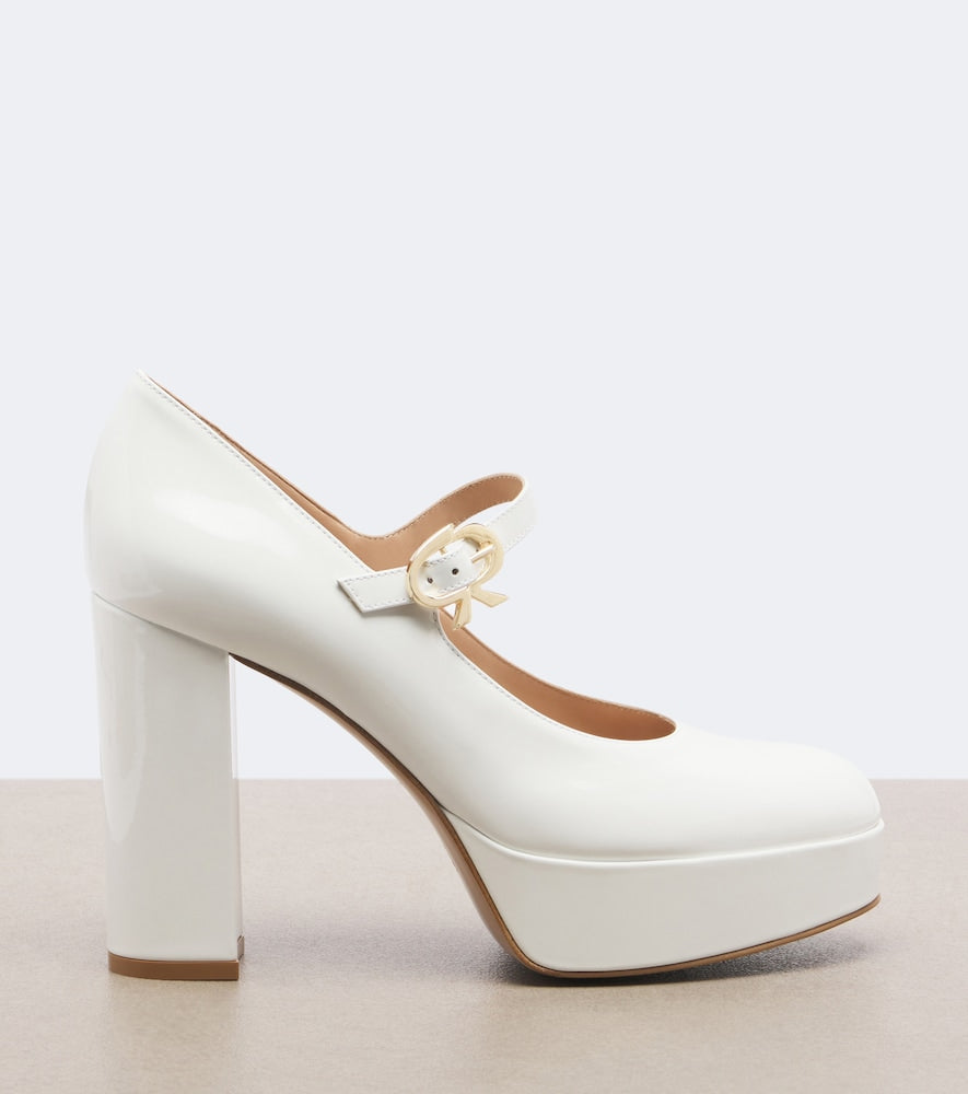 Gianvito Rossi Doris patent leather Mary Jane platform pumps in White - High-Heel Pumps
