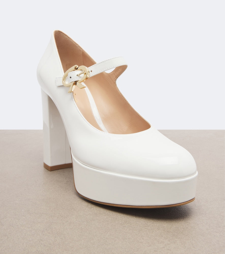Gianvito Rossi Doris patent leather Mary Jane platform pumps in White - High-Heel Pumps