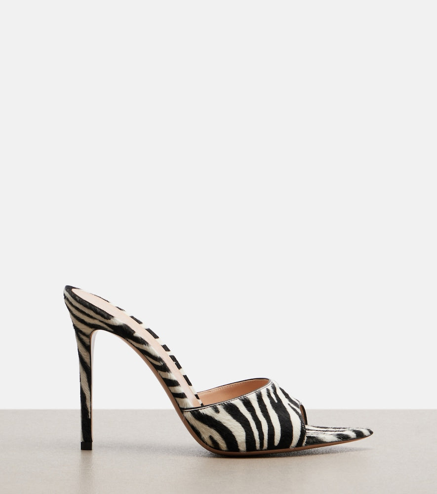 Gianvito Rossi Elle zebra-print calf hair mules in Black - High-Heel Sandals