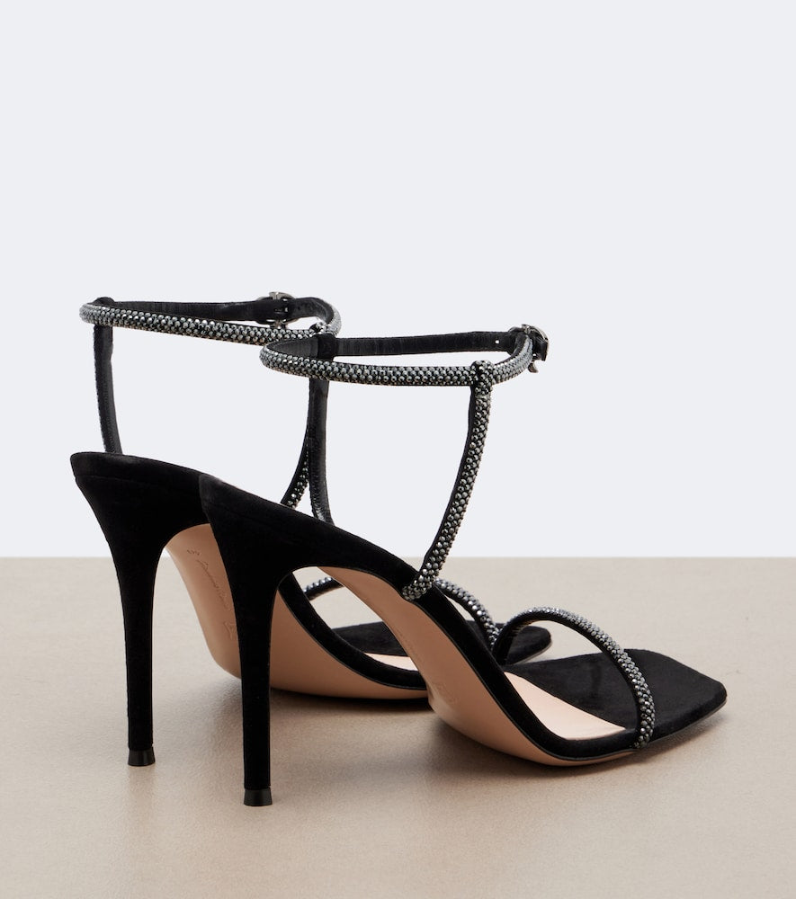 Black Gianvito Rossi Embellished leather sandals - High-Heel Sandals