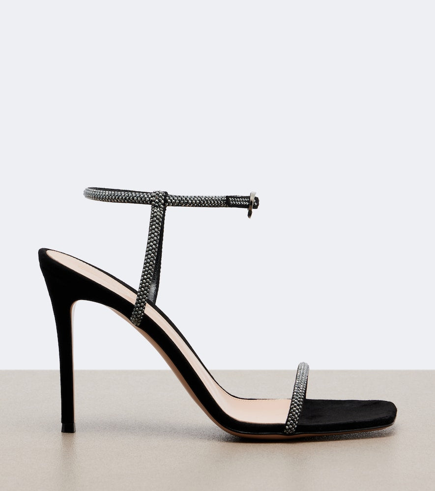 Black Gianvito Rossi Embellished leather sandals - High-Heel Sandals