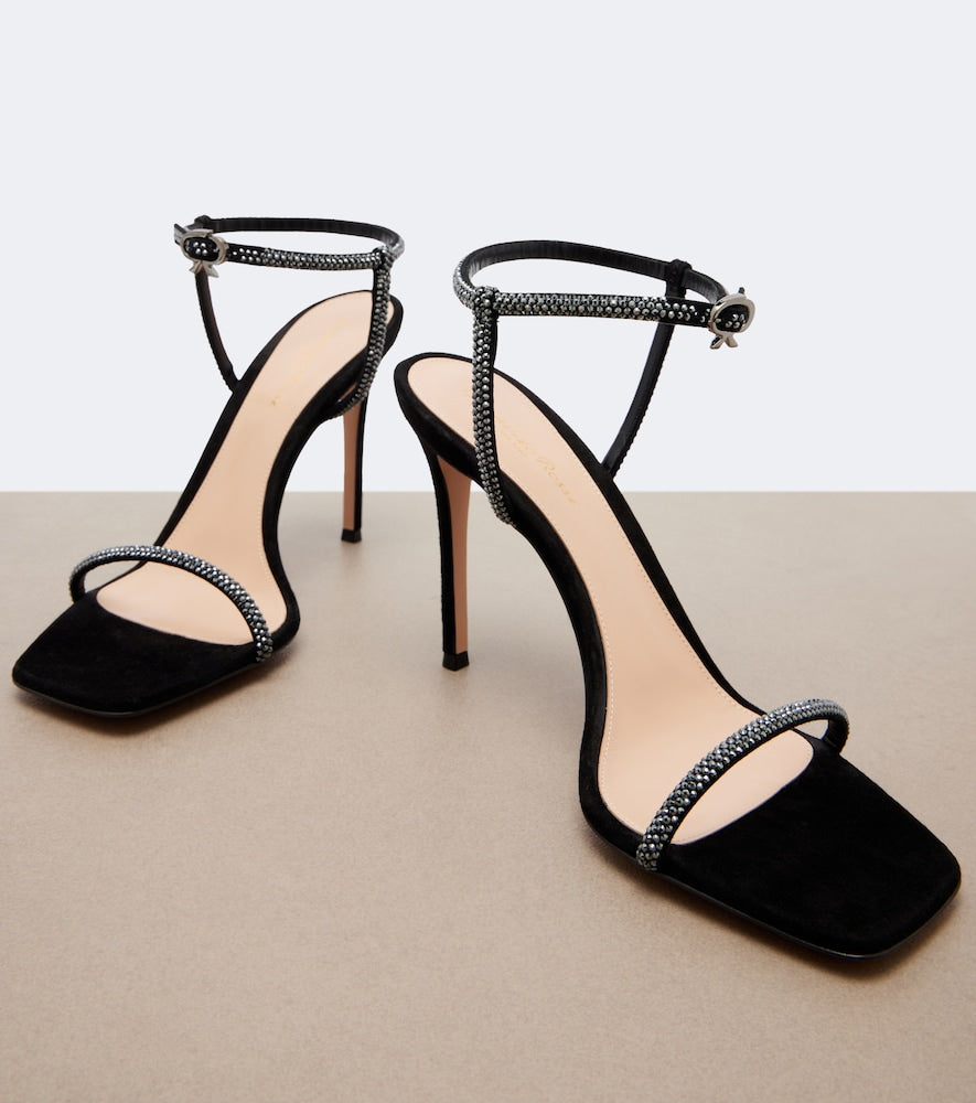 Black Gianvito Rossi Embellished leather sandals - High-Heel Sandals
