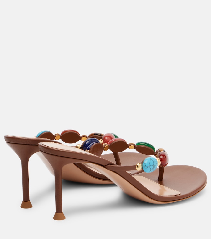 Gianvito Rossi Embellished leather thong sandals - Multicoloured Heeled Sandals