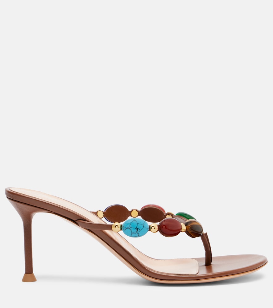 Gianvito Rossi Embellished leather thong sandals - Multicoloured Heeled Sandals