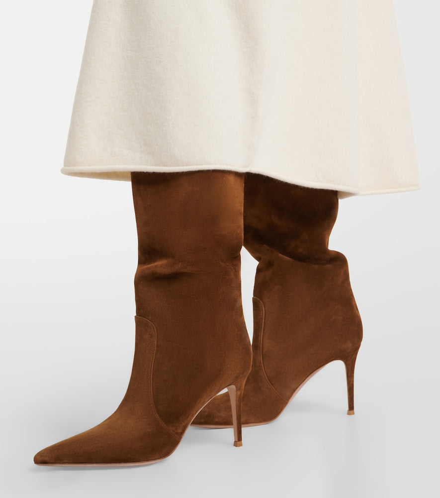 Brown Gianvito Rossi Hansen suede knee-high boots - Mid Heels