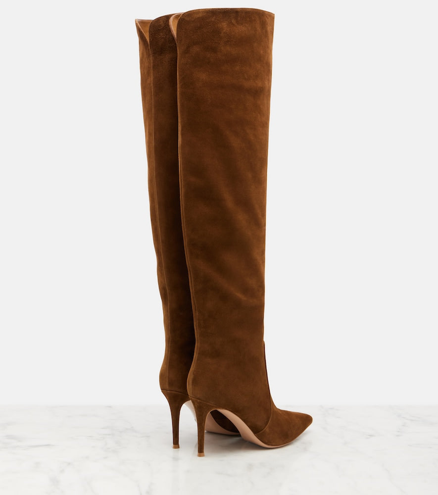 Brown Gianvito Rossi Hansen suede knee-high boots - Mid Heels
