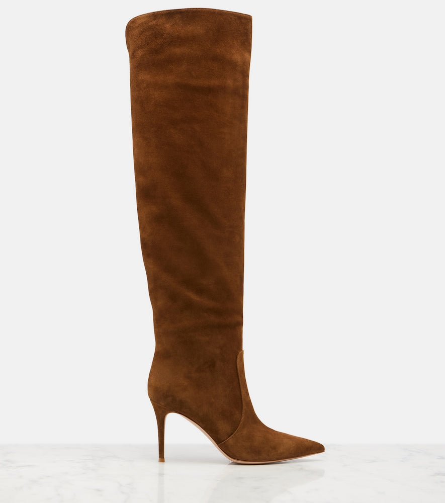 Brown Gianvito Rossi Hansen suede knee-high boots - Mid Heels