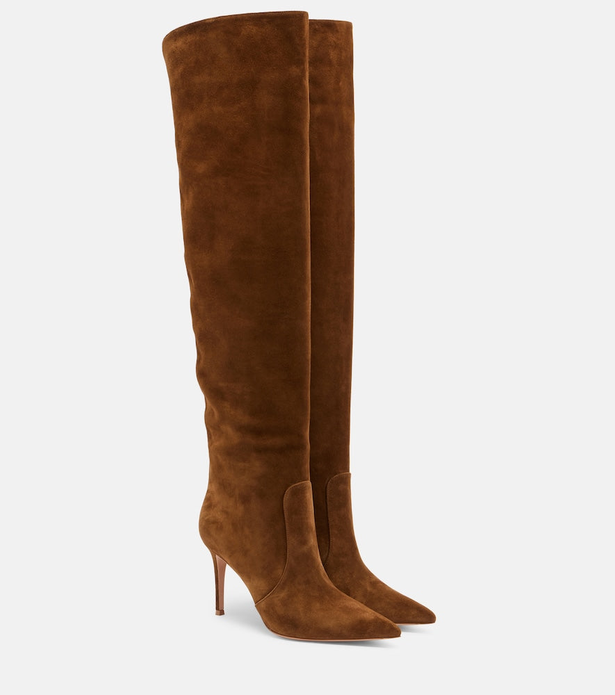 Brown Gianvito Rossi Hansen suede knee-high boots - Mid Heels