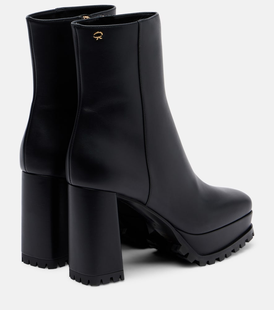 Gianvito Rossi Harlem leather platform ankle boots - Black Mid Heel Boots