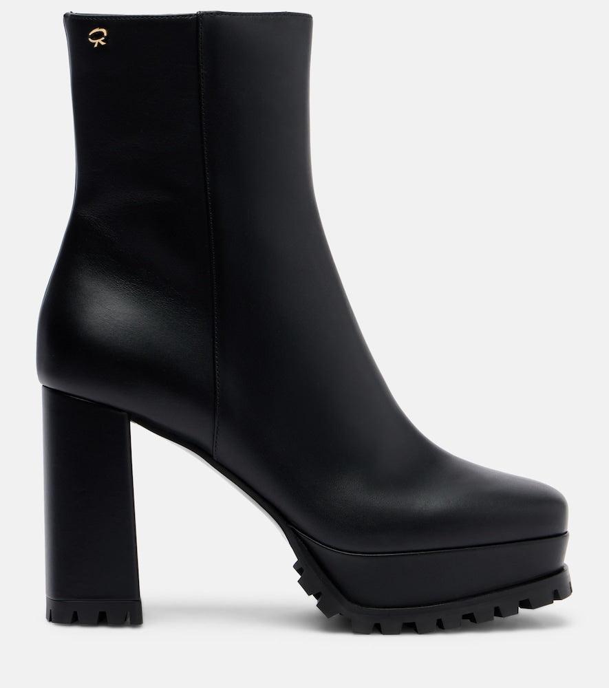 Gianvito Rossi Harlem leather platform ankle boots - Black Mid Heel Boots