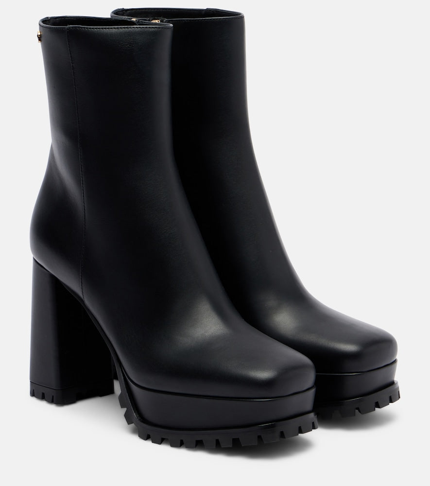 Gianvito Rossi Harlem leather platform ankle boots - Black Mid Heel Boots