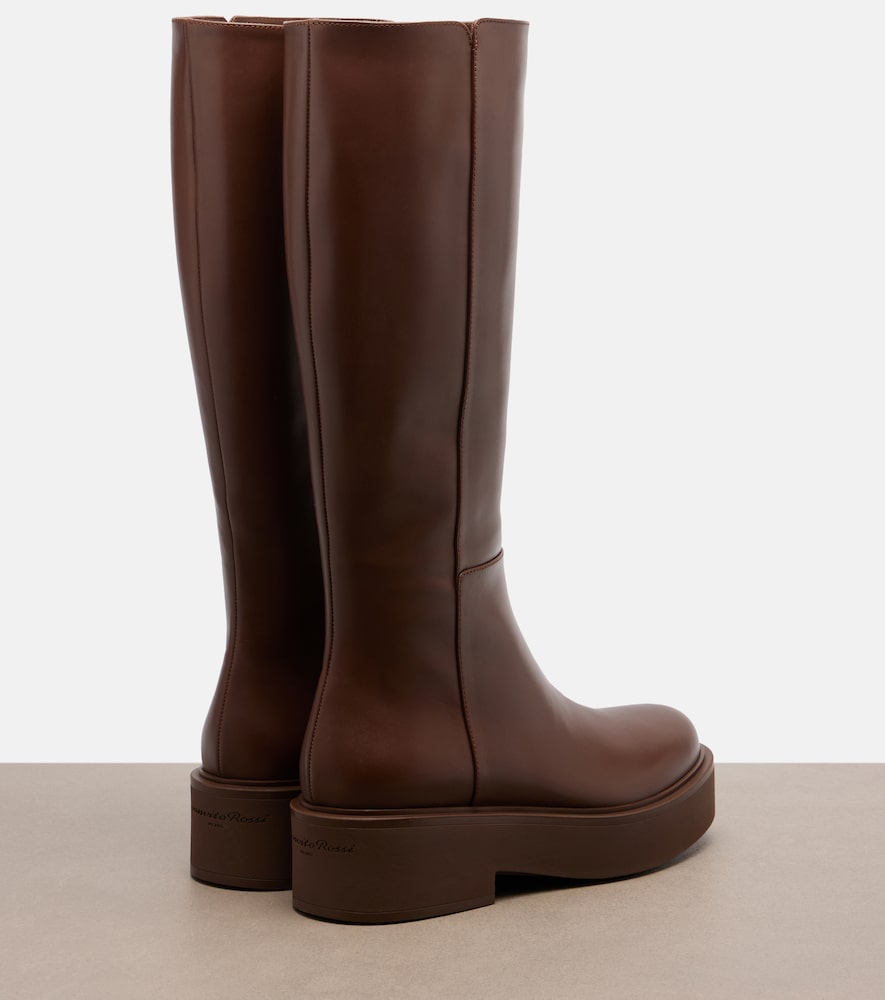 Gianvito Rossi Hiro leather knee-high boots in Brown - Flat Boots