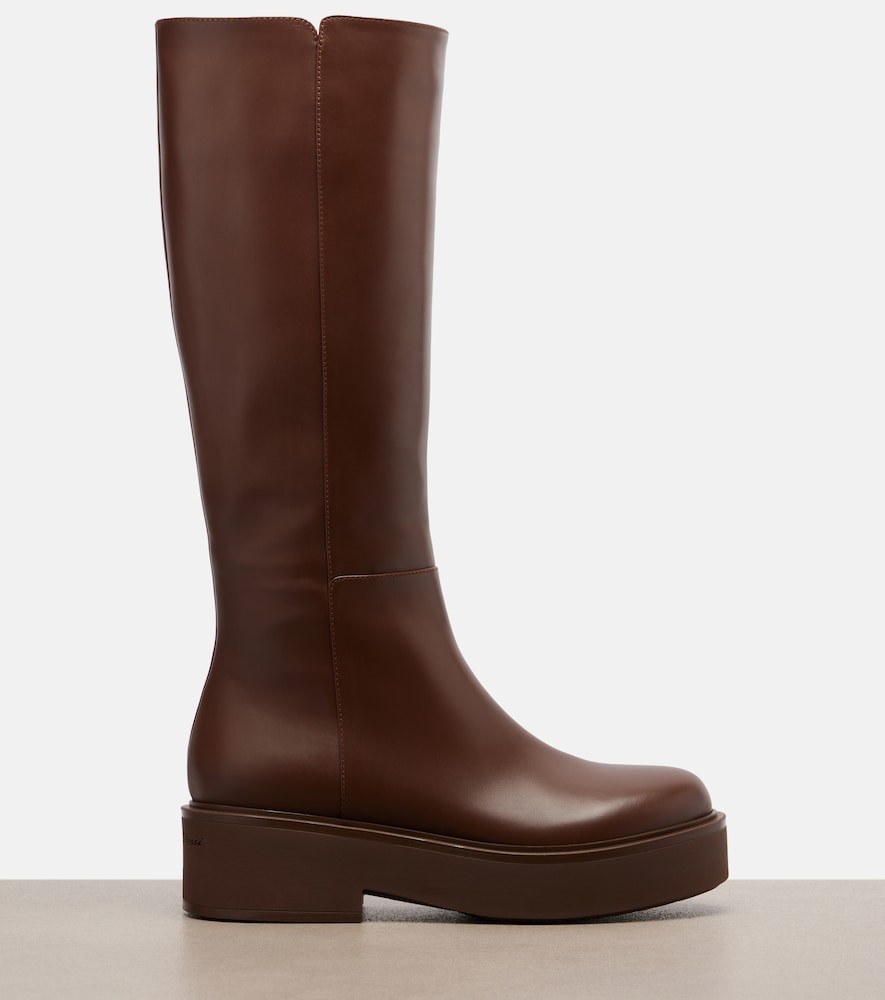 Gianvito Rossi Hiro leather knee-high boots in Brown - Flat Boots