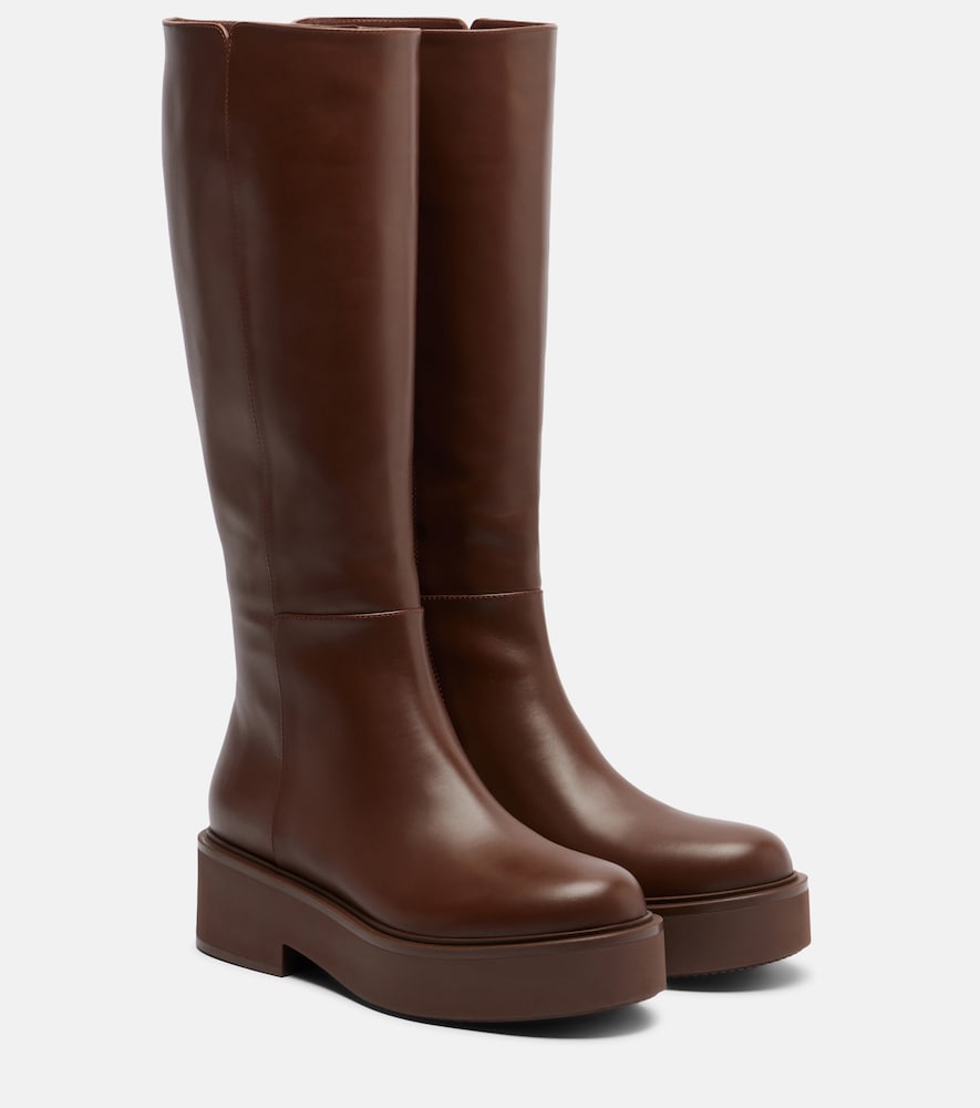 Gianvito Rossi Hiro leather knee-high boots in Brown - Flat Boots