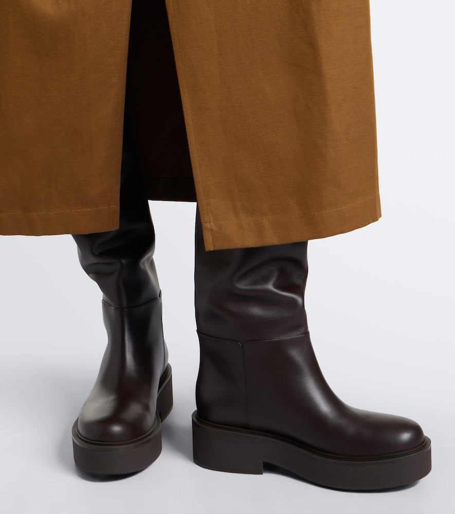 Gianvito Rossi Hiro leather over-the-knee boots in Brown - Flat Boots