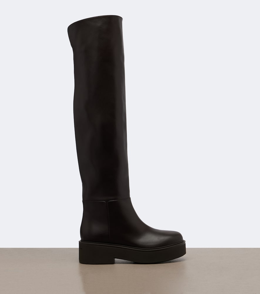 Gianvito Rossi Hiro leather over-the-knee boots in Brown - Flat Boots