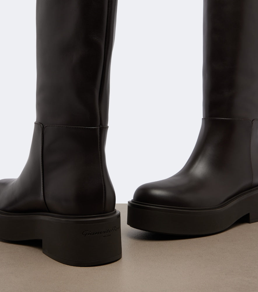 Gianvito Rossi Hiro leather over-the-knee boots in Brown - Flat Boots